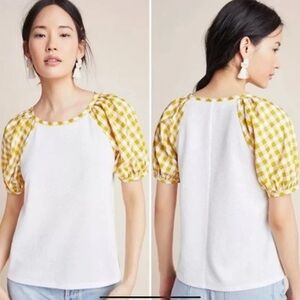 Anthropologie Sundays in Brooklyn Gingham Puff Sleeve Top - Women’s Medium